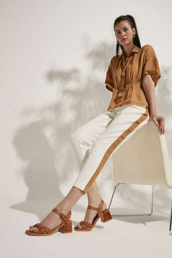 Ziya - Hakiki Deri Kadın Topuklu Ayakkabı Taba