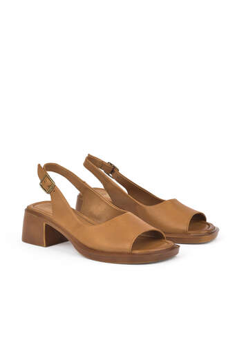 Ziya - Tan Genuine Leather Women's Heels (1) Ziya - Tan Genuine Leather Women's Heels (1)