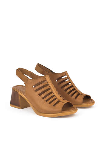 Ziya - Tan Genuine Leather Women's Heels (1) Ziya - Tan Genuine Leather Women's Heels (1)