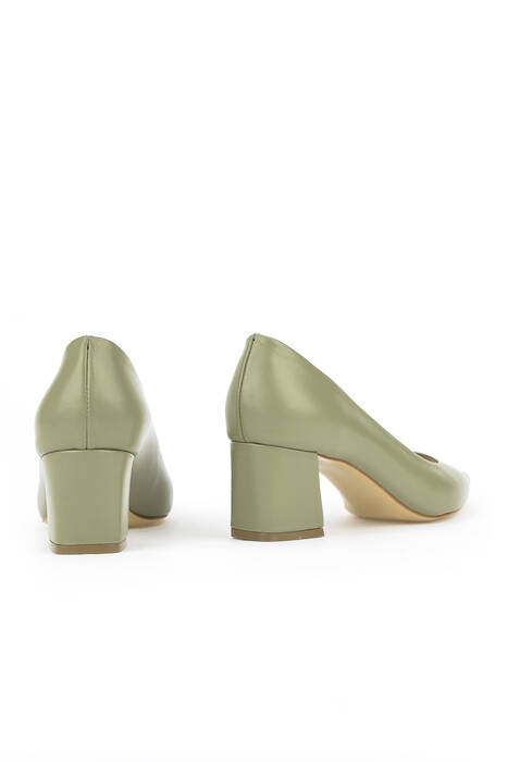 Hakiki Deri Kadın Topuklu Ayakkabı Yeşil