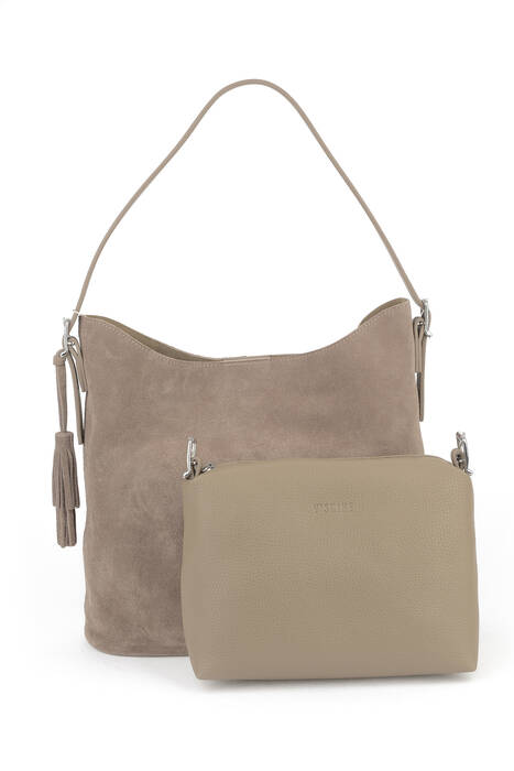 Hakiki Deri Kadın Çanta Bej