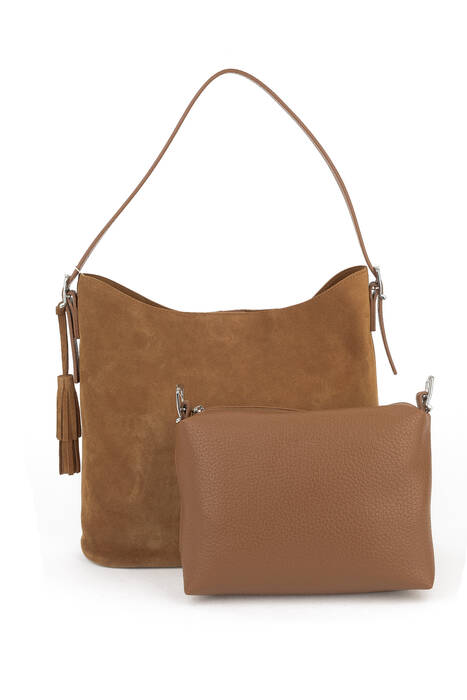 Hakiki Deri Kadın Çanta Taba