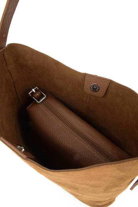 Hakiki Deri Kadın Çanta Taba